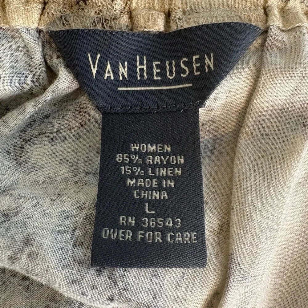 Van Heusen Womens Paisley Floral Linen Blend Wrap Maxi Skirt Tan Brown Large